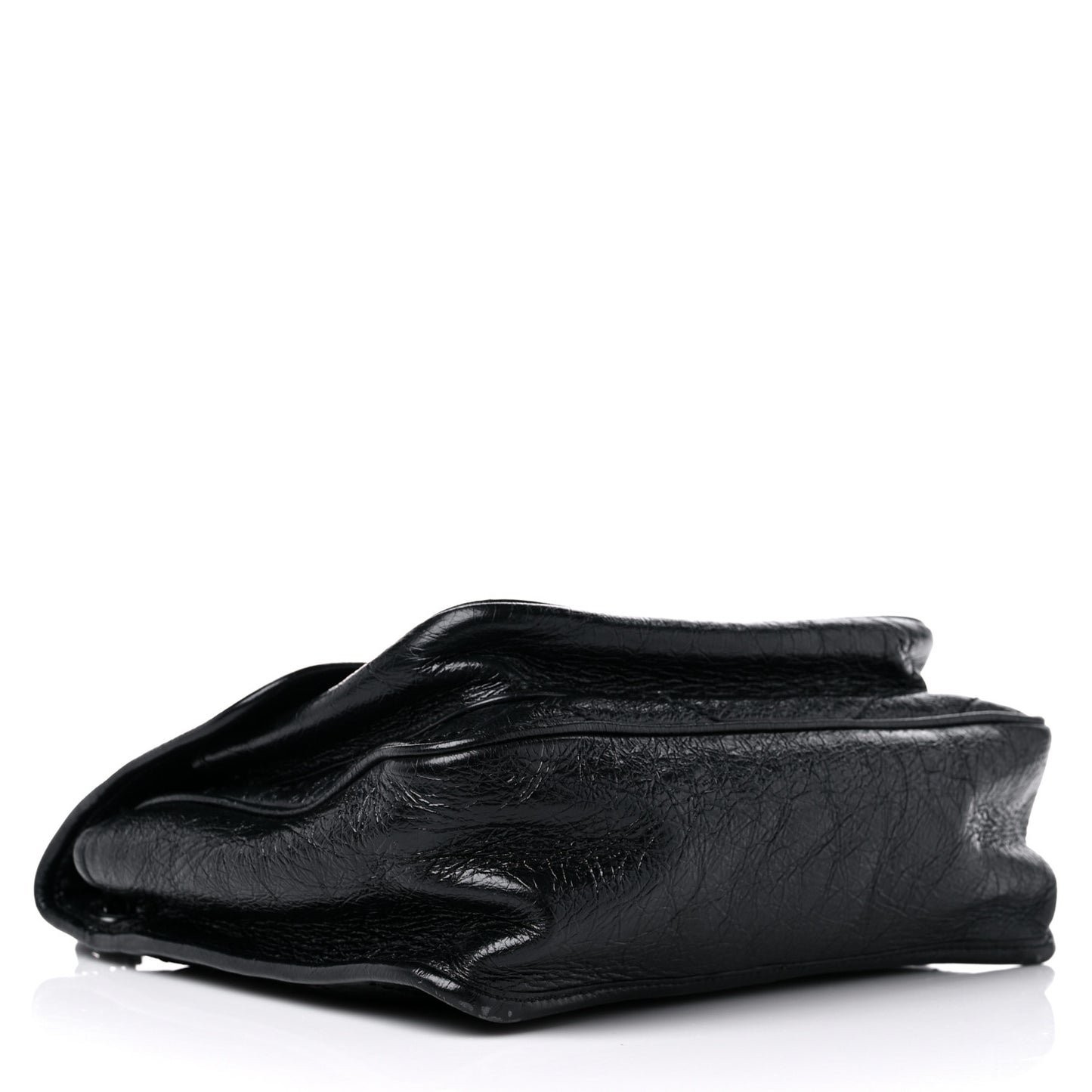 Crinkled Calfskin Matelasse Monogram Medium Niki Chain Satchel Black
