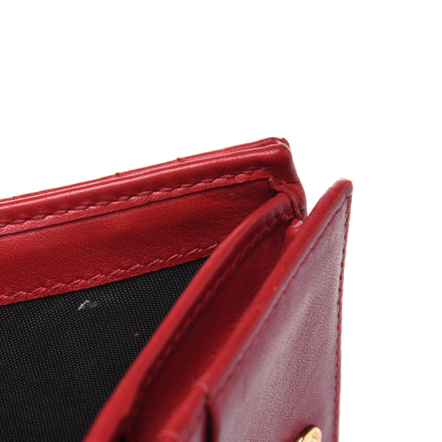 Gucci Calfskin Matelasse GG Marmont Card Case Wallet Hibiscus Red 10 of 19