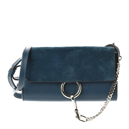 Chloe Suede Calfskin Mini Faye Shoulder Bag Majolica Blue 1 of 8