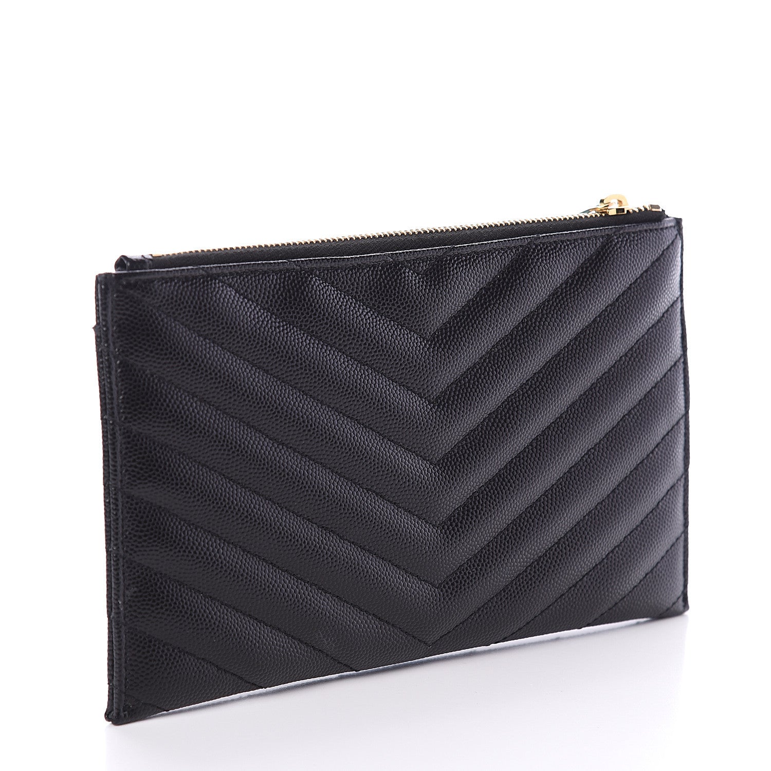 Saint Laurent Grain De Poudre Chevron Monogram Bill Pouch Black 2 of 6