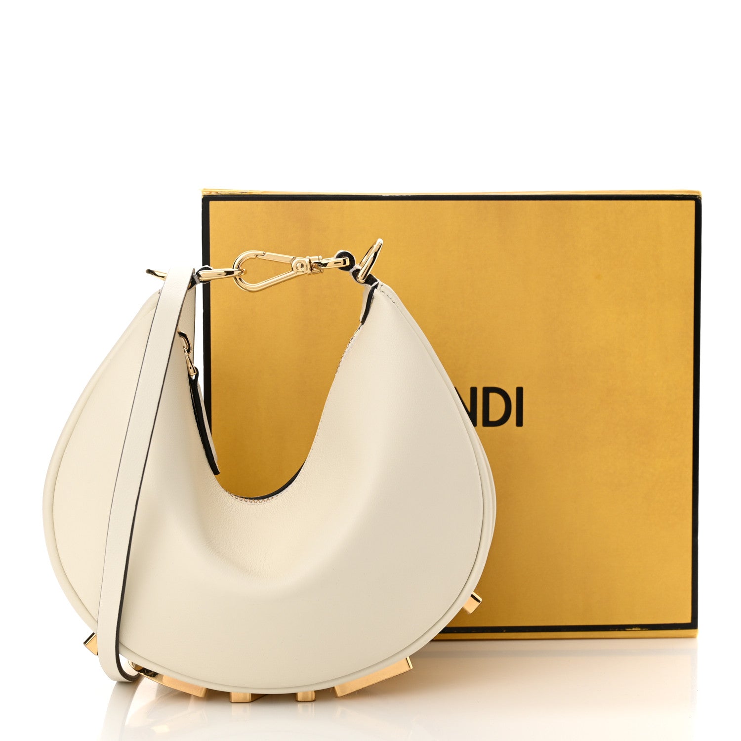 Fendi Vitello Grace Matte Mini Fendigraphy Hobo Bag White Ice 12 of 12
