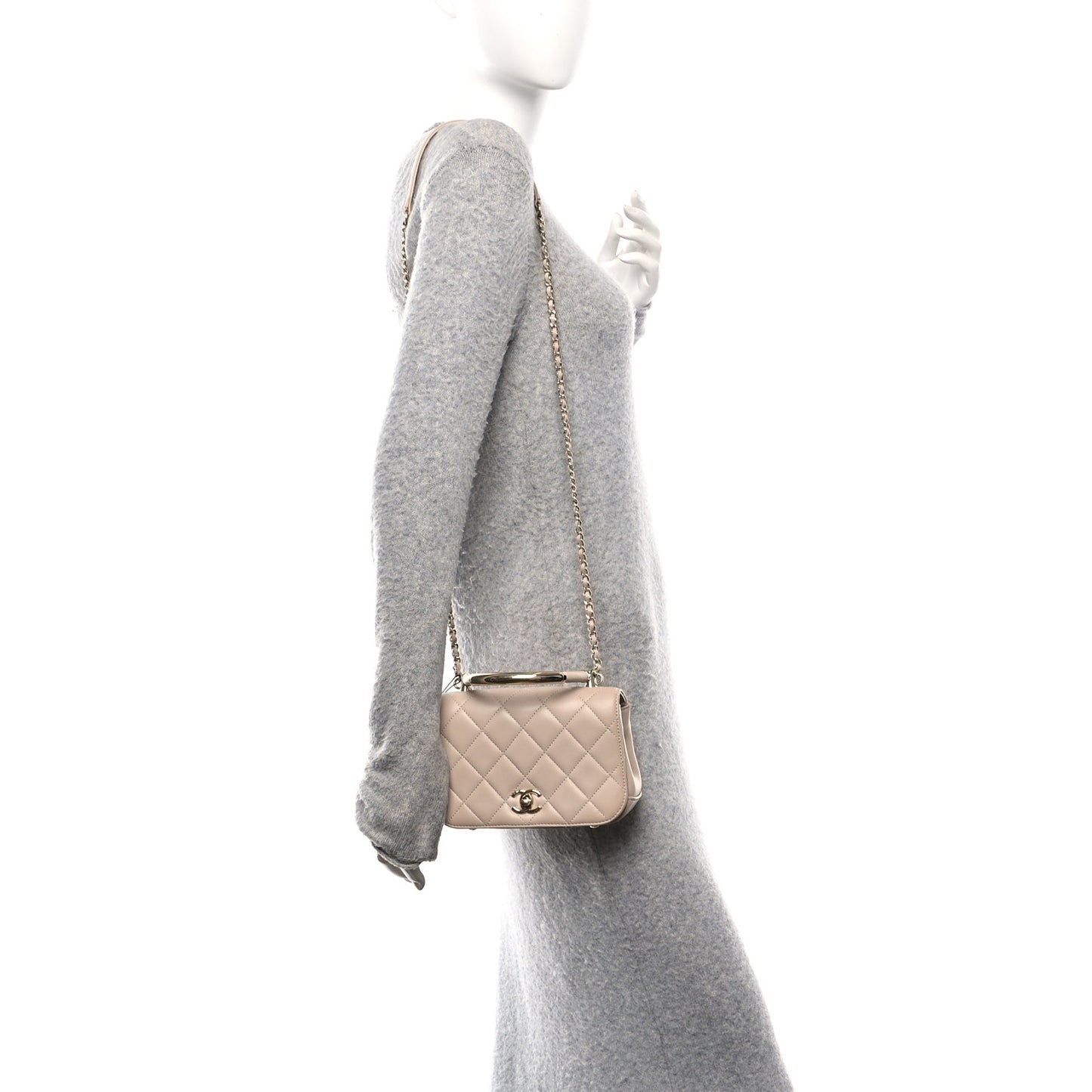 Lambskin Mini Carry Chic Flap Beige