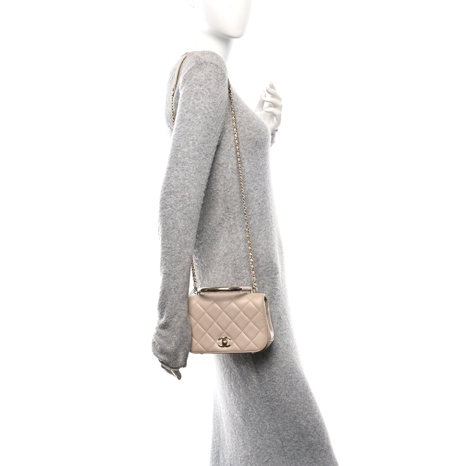 Chanel Lambskin Mini Carry Chic Flap Beige 2 of 10