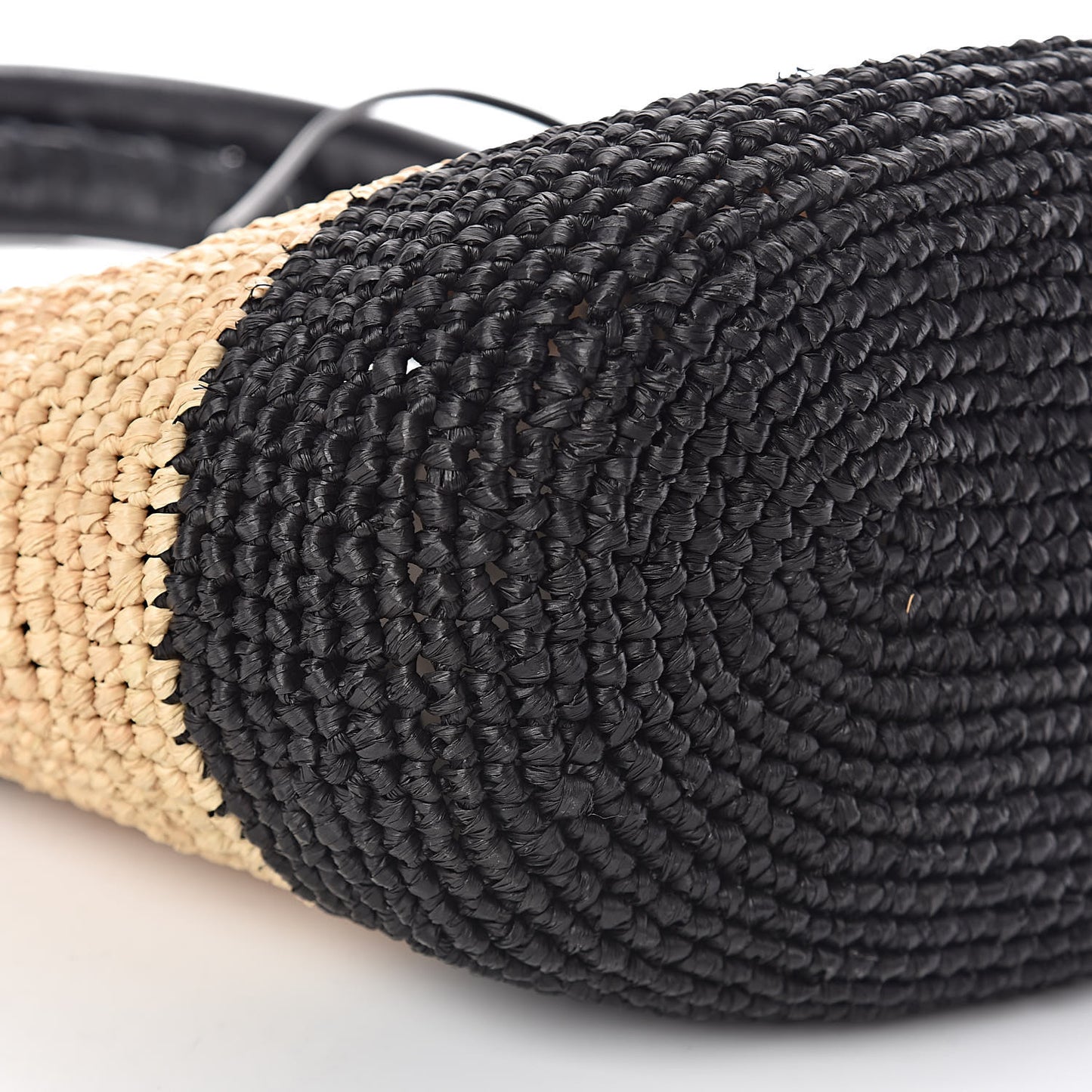 Raffia Bi-Color Panier Basket Tote Natural Black