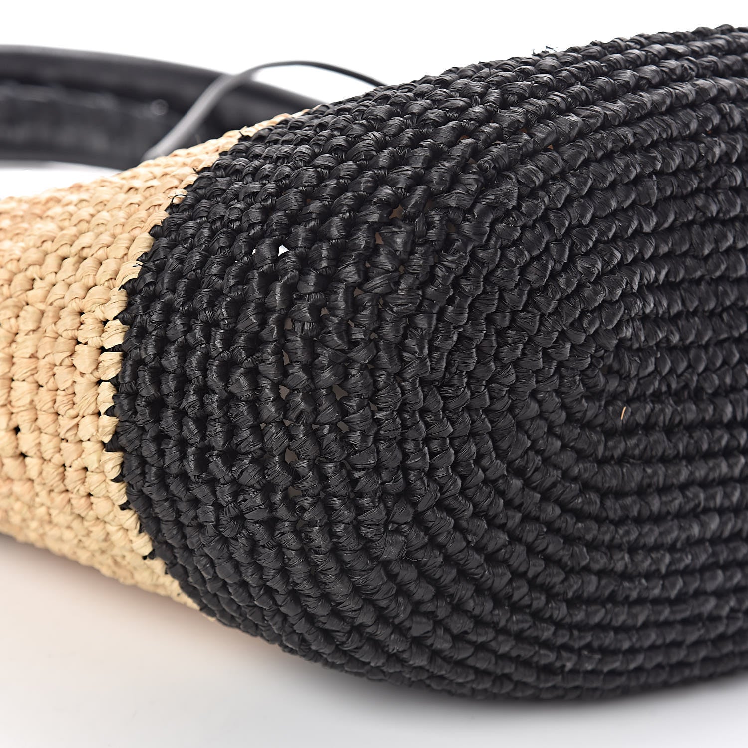Balenciaga Raffia Bi-Color Panier Basket Tote Natural Black 9 of 10
