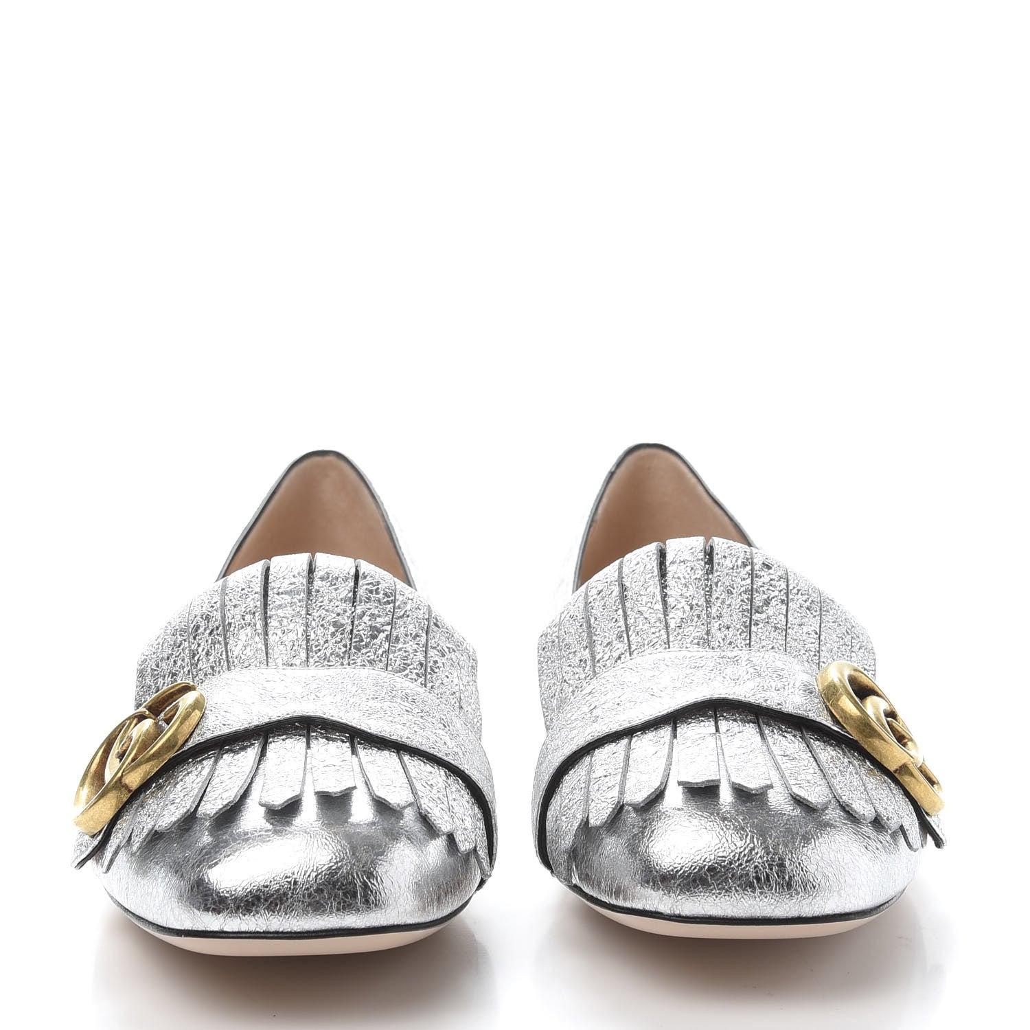 Gucci Galassia GG Marmont Fringe Flats 39 Argento 2 of 9