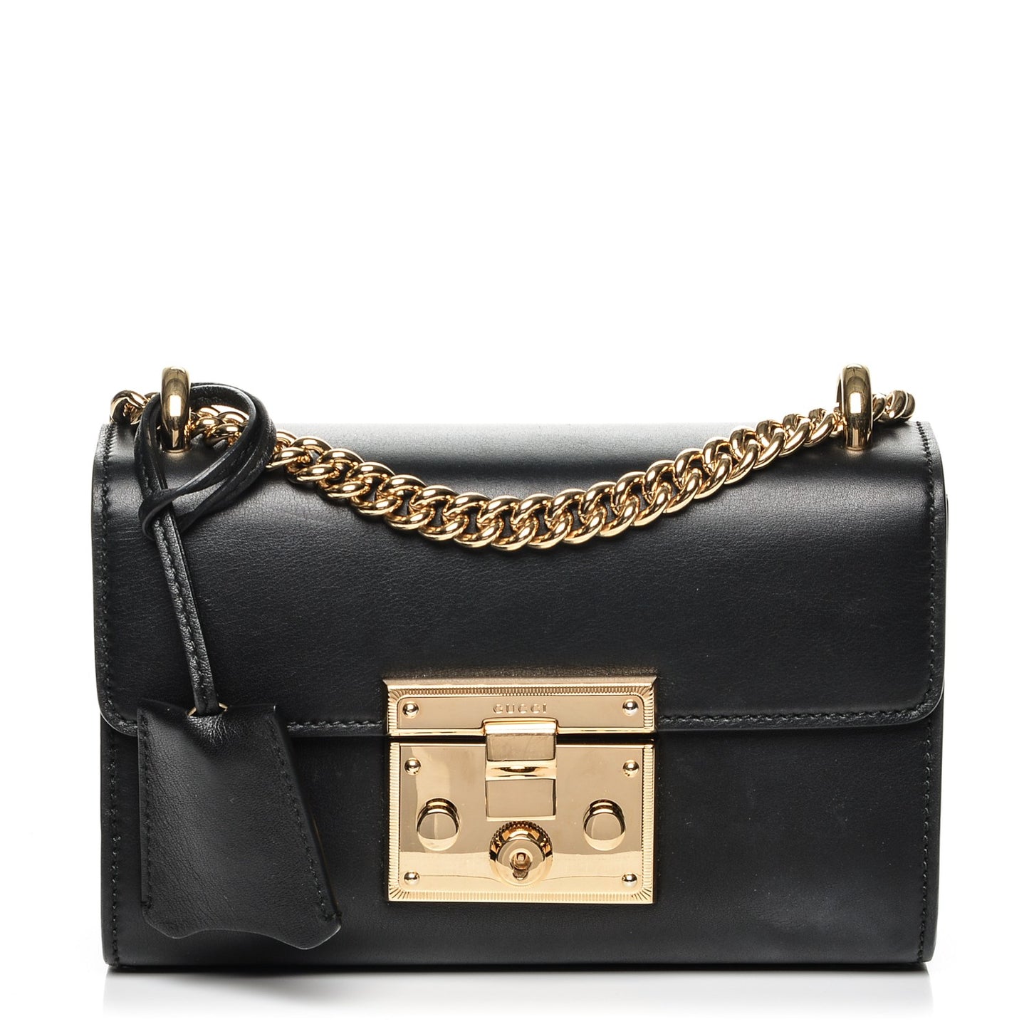 Calfskin Small Padlock Shoulder Bag Black