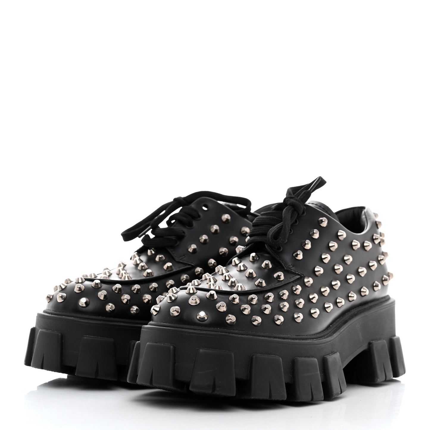 Spazzolato Rois Studded Lace Up Monolith 55mm Derby Loafers 39 Black