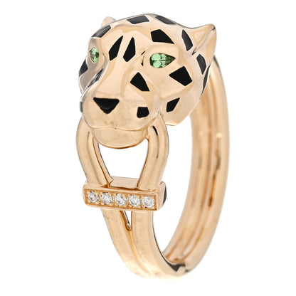 Cartier 18K Yellow Gold Diamond Tsavorite Garnet Black Onyx Panthere de Cartier Ring 52 6 1 of 6