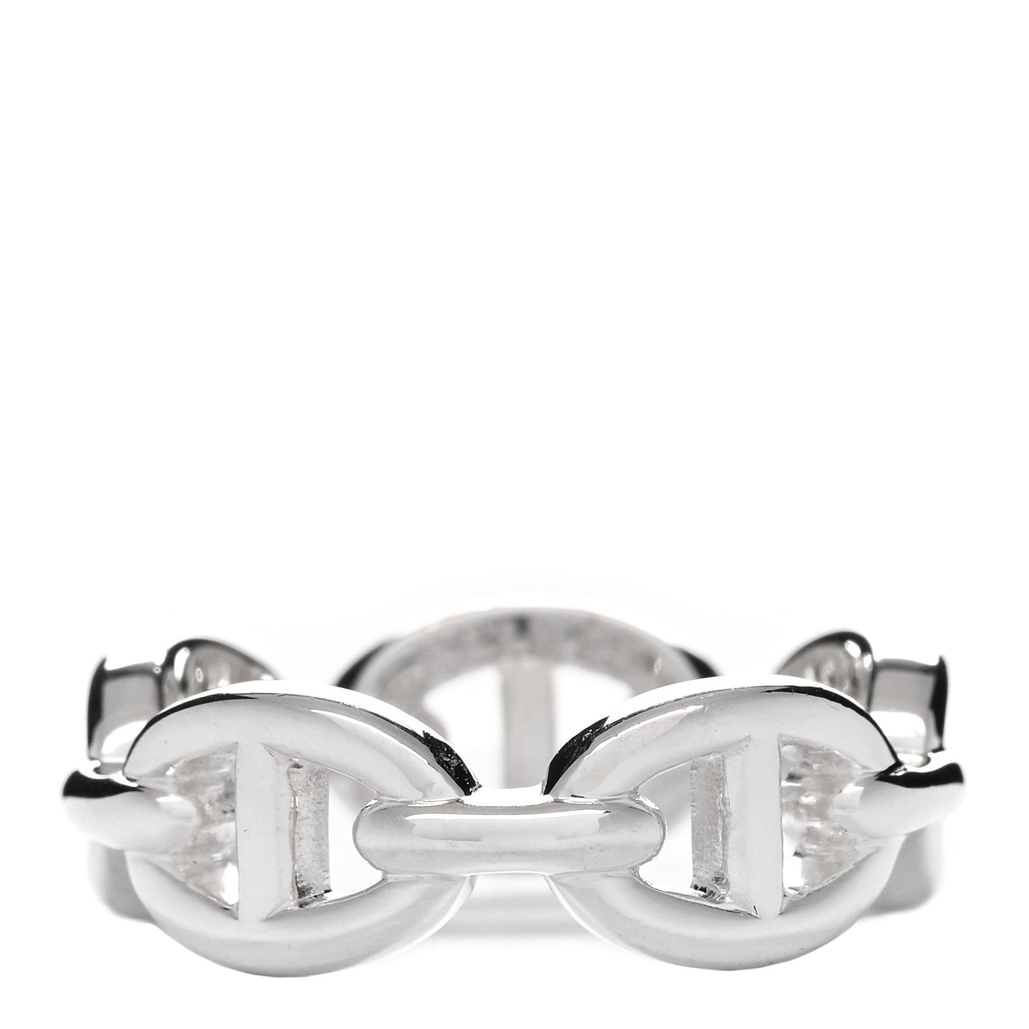 Hermes Sterling Silver PM Chaine d'Ancre Enchainee Band Ring 54 7 1 of 4