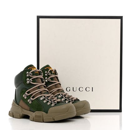 Gucci X SEGA Calfskin Suede Technical Canvas Womens Flashtrek High-Top Sneakers 35.5 Olive Green Ardesia 14 of 14