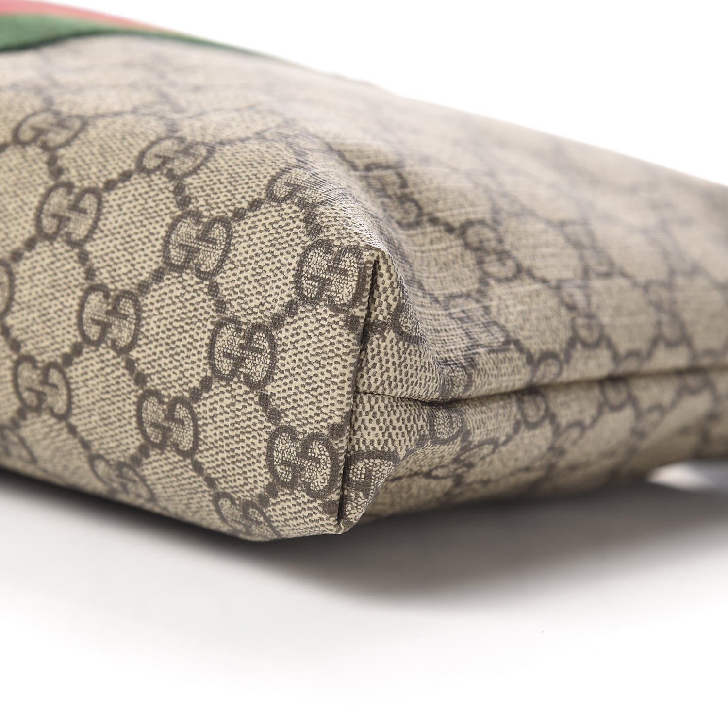 Gucci GG Supreme Monogram Calfskin Web Medium Flat Messenger Bag Beige Ebony Black 9 of 10