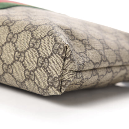 Gucci GG Supreme Monogram Calfskin Web Medium Flat Messenger Bag Beige Ebony Black 9 of 10