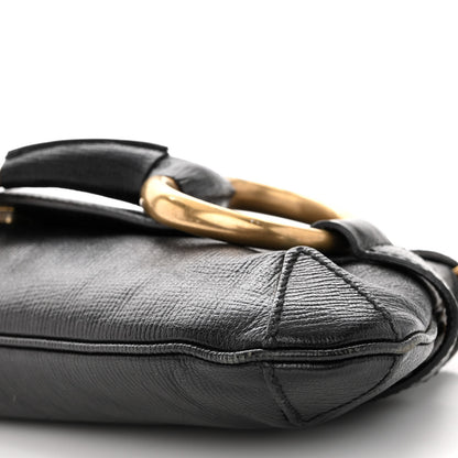 Gucci Textured Calfskin Horsebit Chain Clutch Black 9 of 10