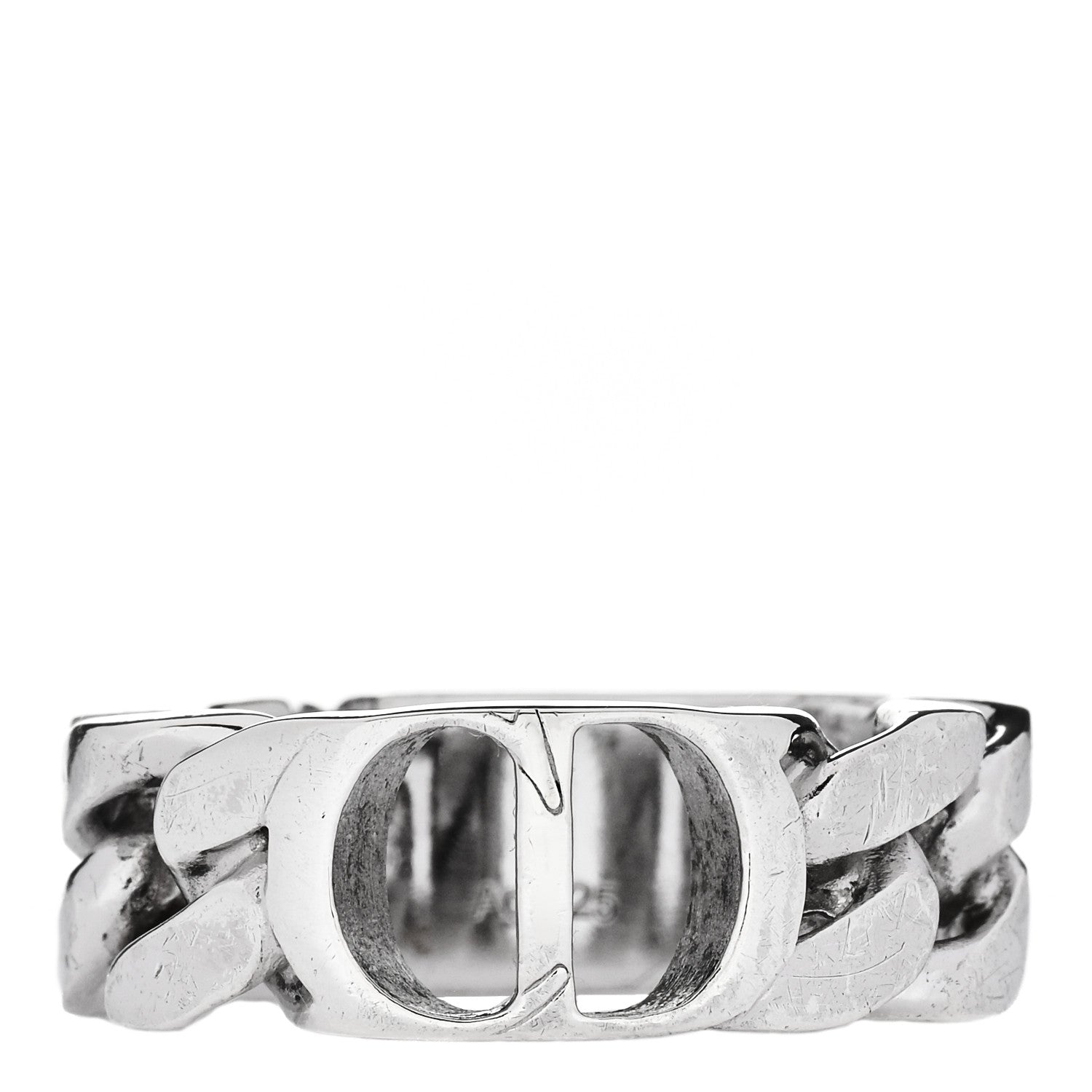 Christian Dior Sterling Silver CD Icon Chain Link Ring 60 9.25 1 of 4
