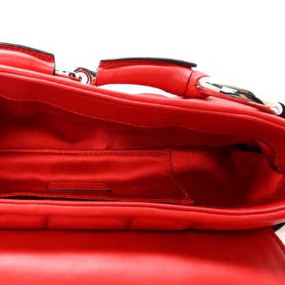 Gucci Nappa Vertical Matelasse Small Maxi Horsebit Chain Shoulder Bag Beret Red 5 of 10