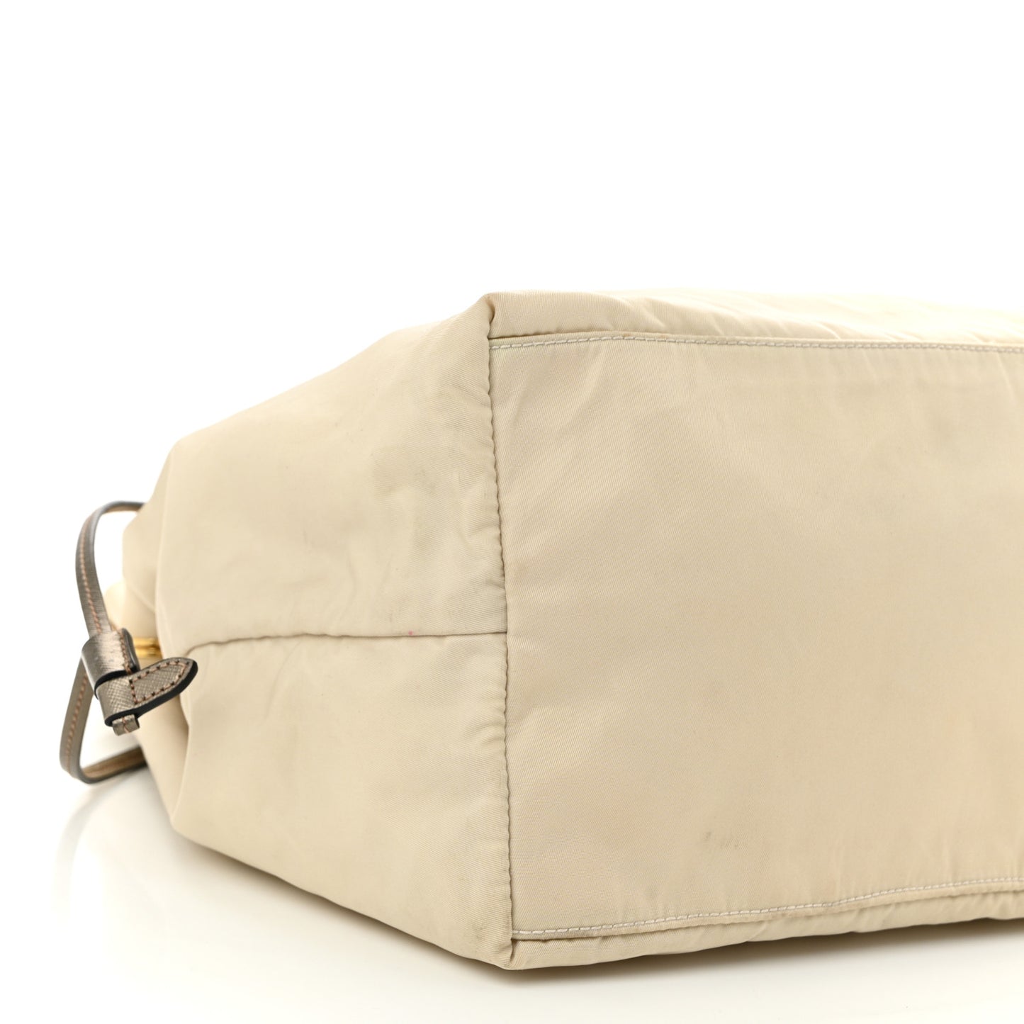 Tessuto Nylon Saffiano Shopping Tote White