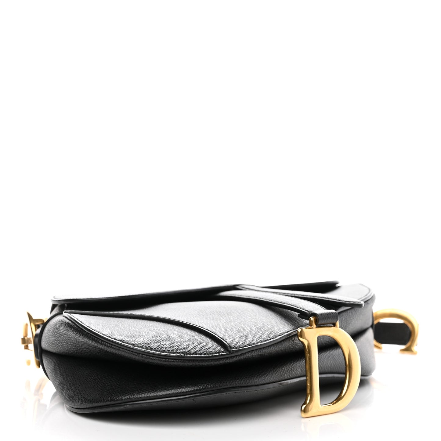 Grained Calfskin Saddle Bag Black