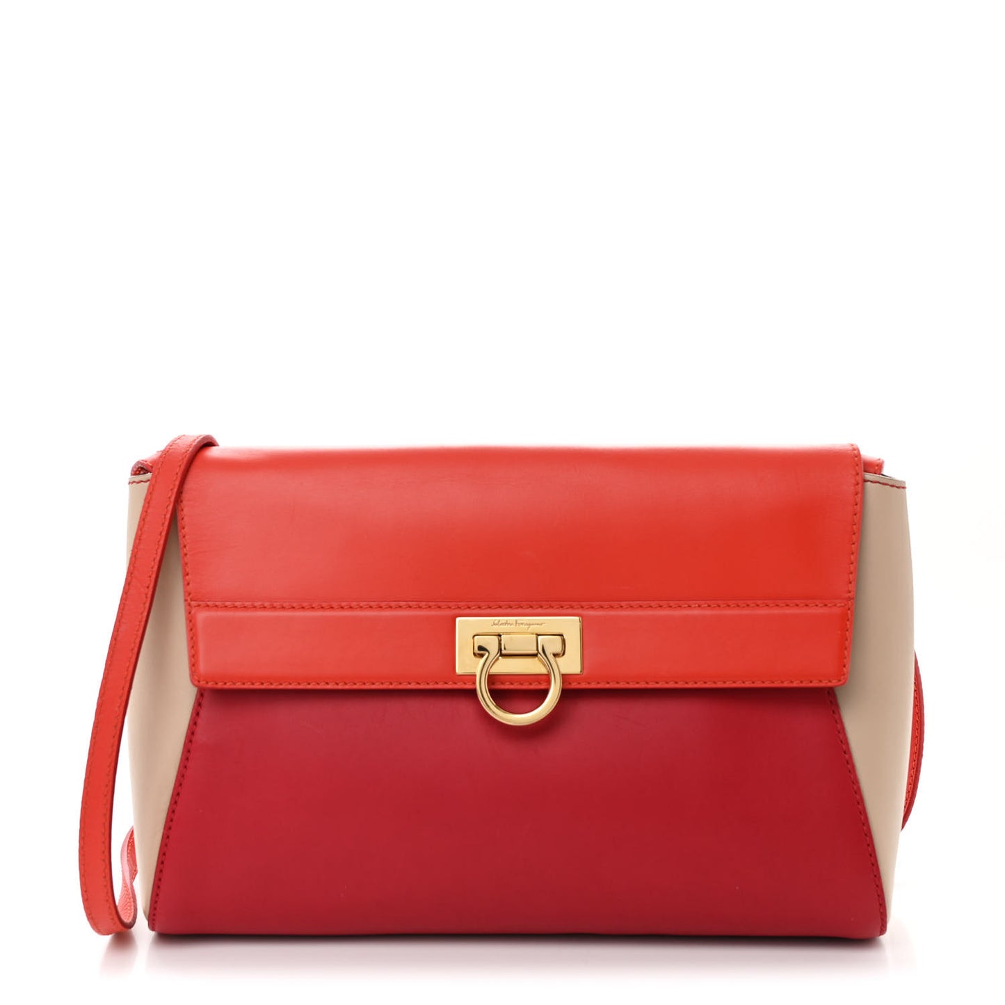 Calfskin Abbey Crossbody Shoulder Bag Red Multicolor