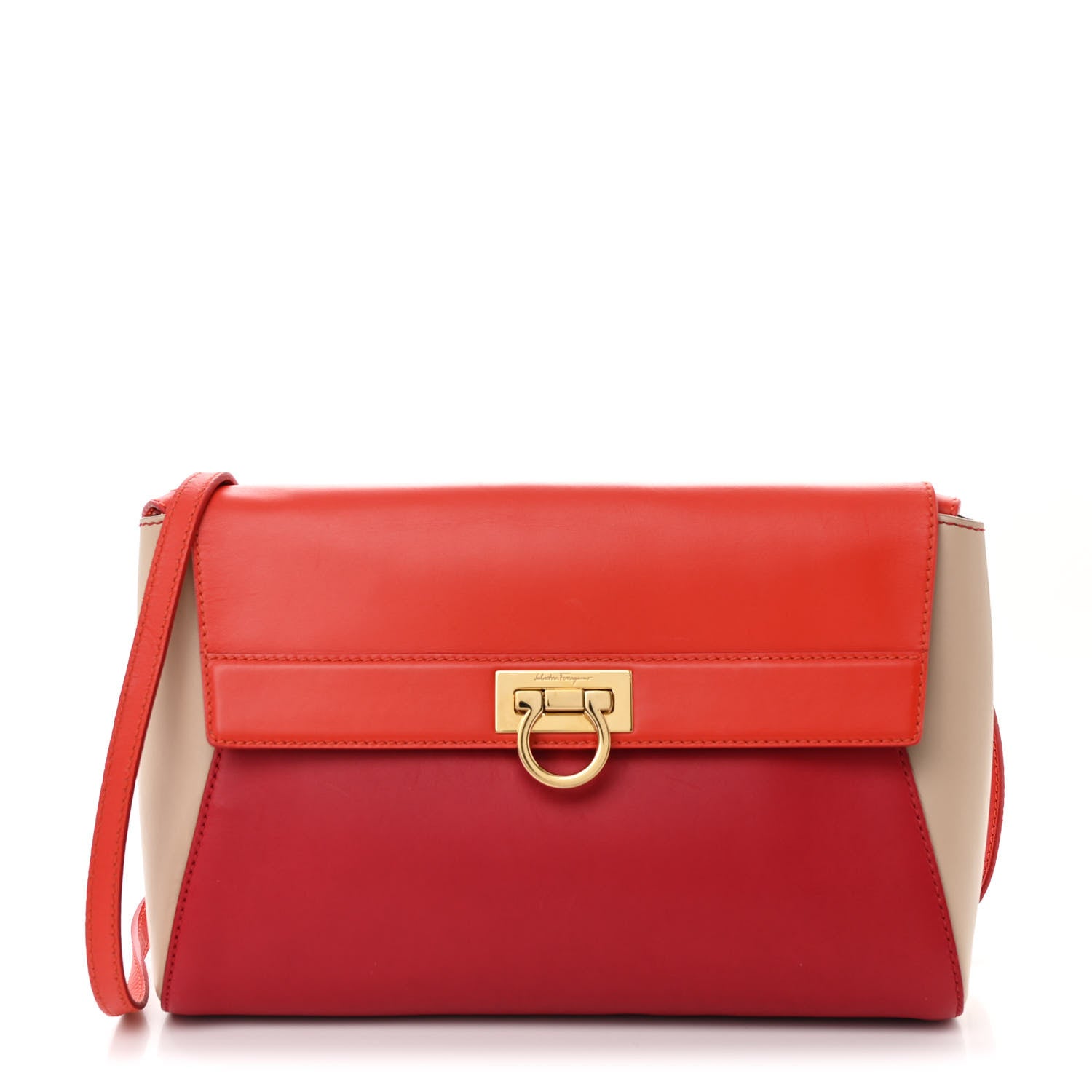 Salvatore Ferragamo Calfskin Abbey Crossbody Shoulder Bag Red Multicolor 1 of 11