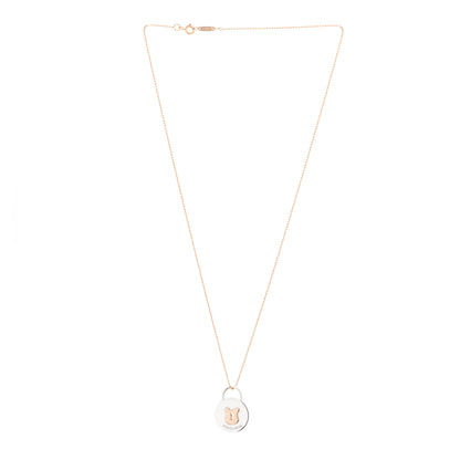 Tiffany Sterling Silver 18K Rose Gold Round Lock Pendant Necklace 3 of 5