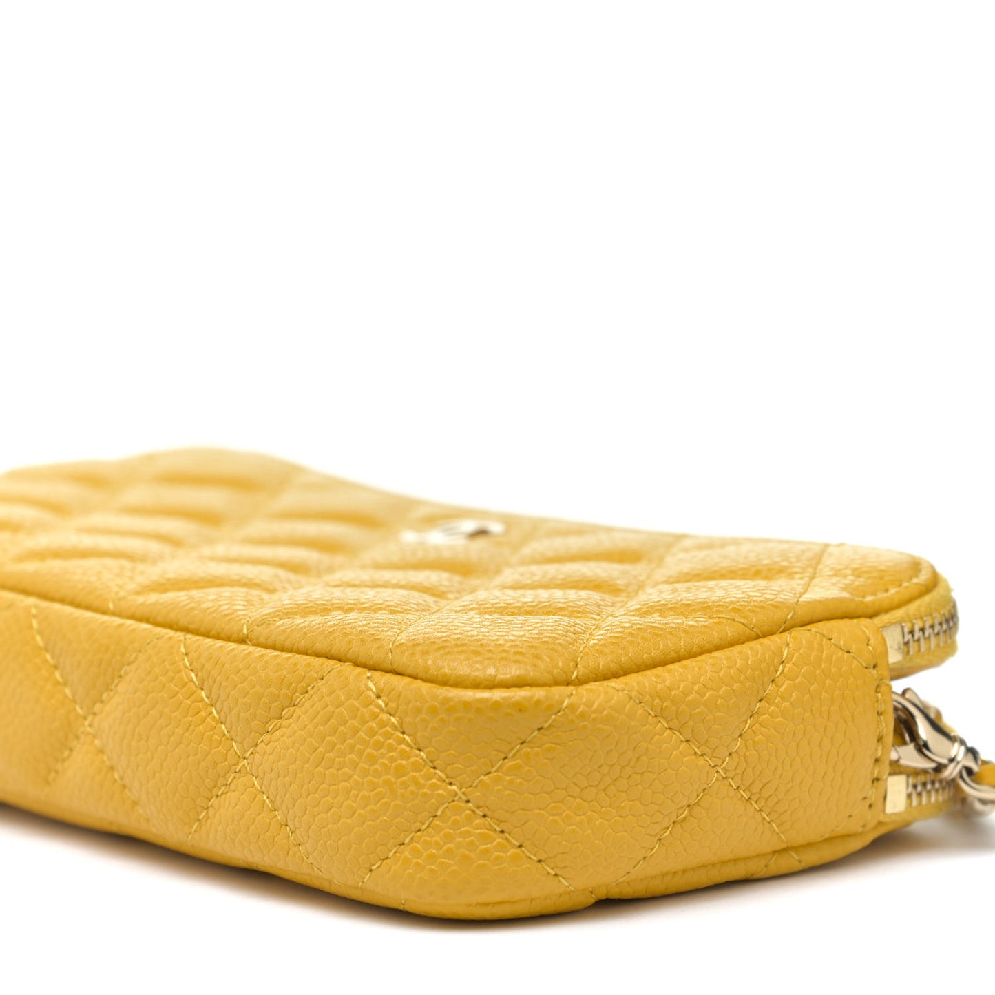 Caviar Quilted Small Clutch With Chain Yellow
