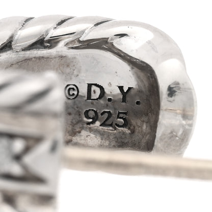 David Yurman Sterling Silver Diamond 12mm Cable Hoop Earrings 4 of 5