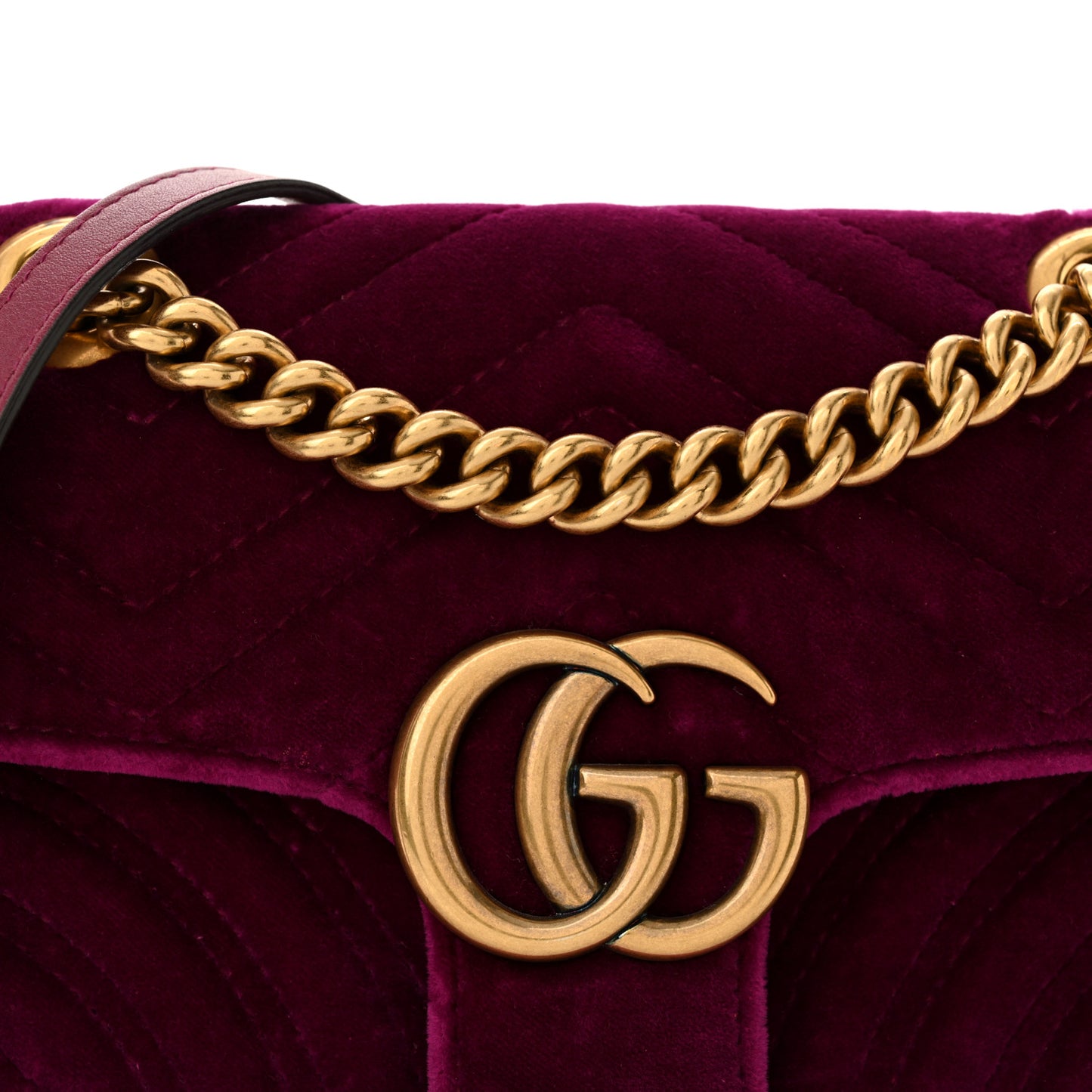 Velvet Matelasse Mini GG Marmont Shoulder Bag Fuchsia Violet Cyclamen