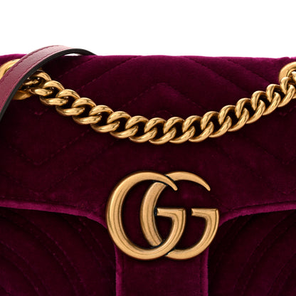 Gucci Velvet Matelasse Mini GG Marmont Shoulder Bag Fuchsia Violet Cyclamen 8 of 11