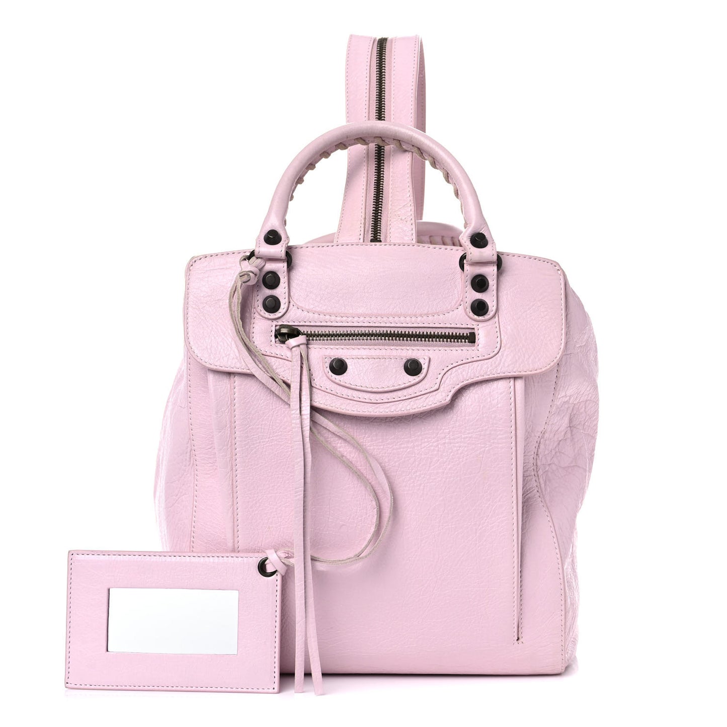 Agneau Classic Hardware Zip Traveler Backpack Rose Poudre Rose Petunia