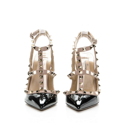 Valentino Garavani Patent Nappa Rockstud Ankle Strap 100mm Pumps 36 Black Poudre 2 of 9