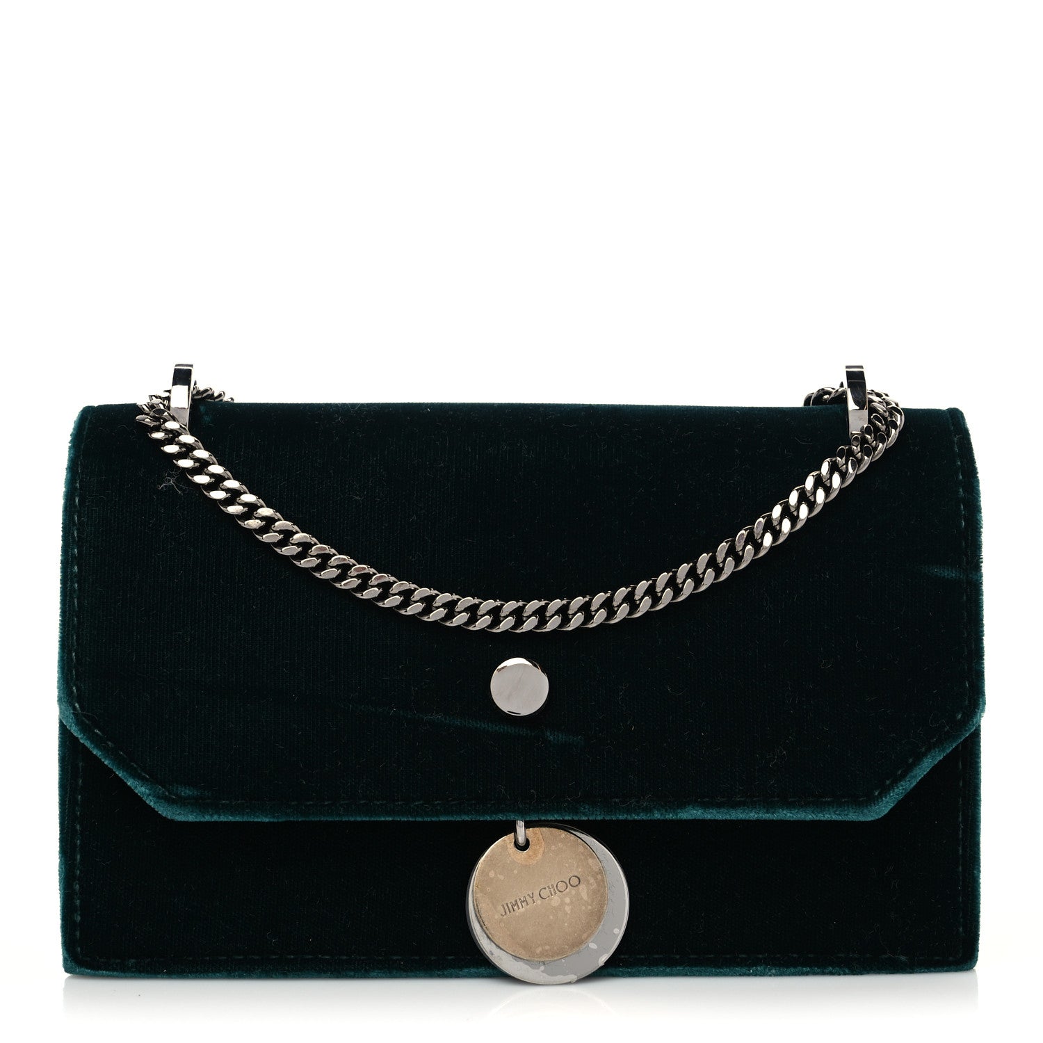 Jimmy Choo Velvet Finley Mini Shoulder Bag Green 1 of 8