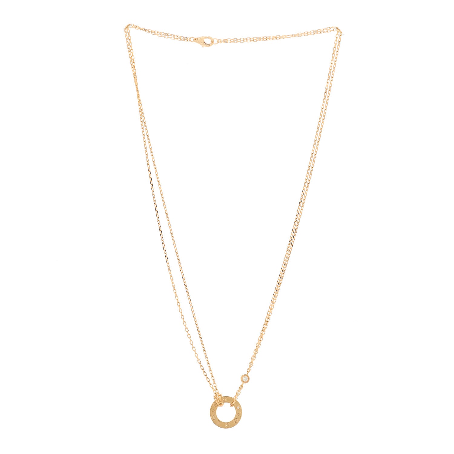 Cartier 18K Pink Gold 2 Diamond LOVE Necklace 3 of 6