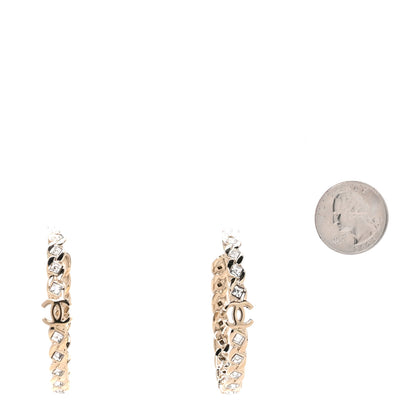 Chanel Crystal CC Hoop Earrings Gold 2 of 5