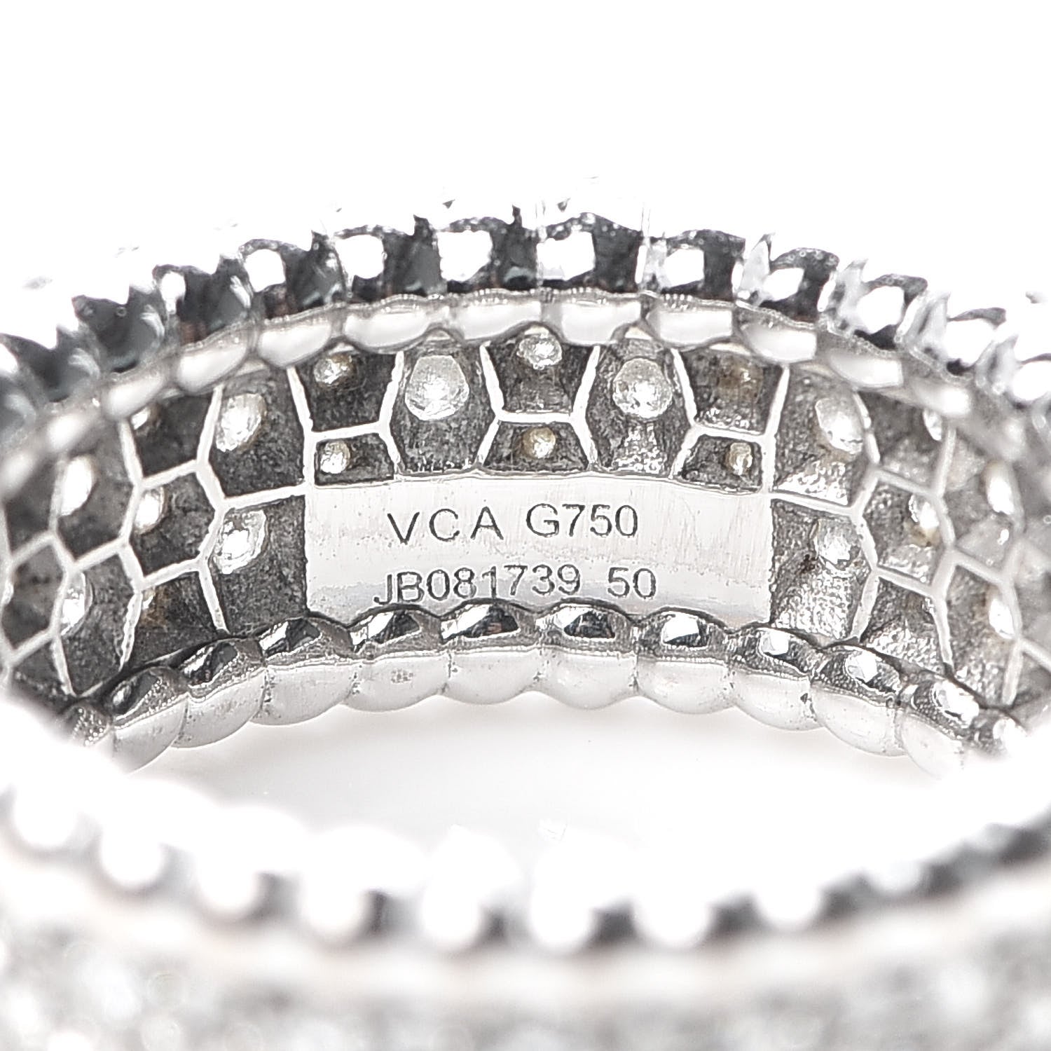 Van Cleef & Arpels 18K White Gold Diamond Perlee 3-Row Ring 50 5.25 4 of 5