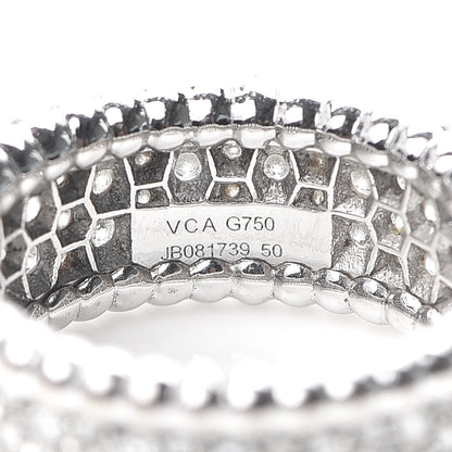 Van Cleef & Arpels 18K White Gold Diamond Perlee 3-Row Ring 50 5.25 4 of 5