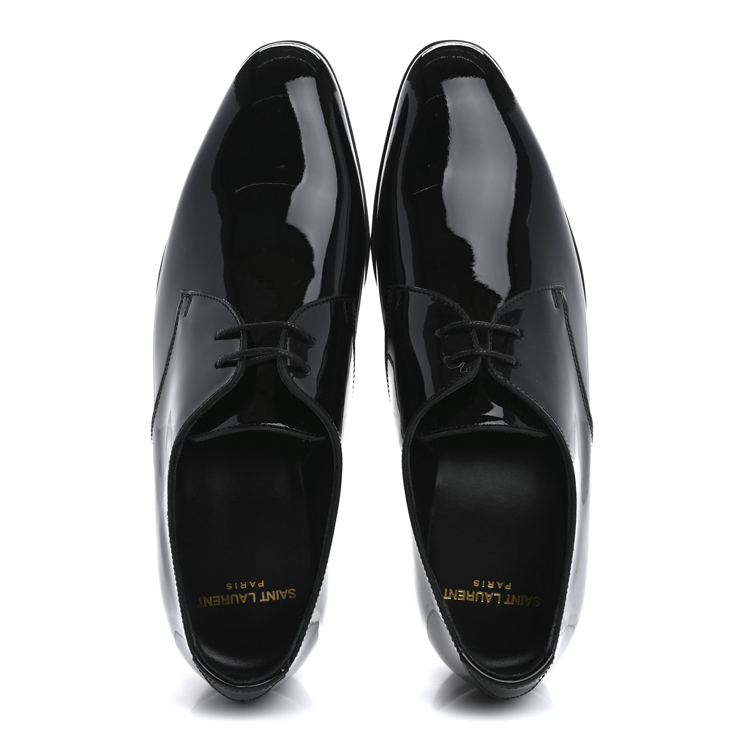Patent Calfskin Mens Derby Lace Up Shoes 37 Black
