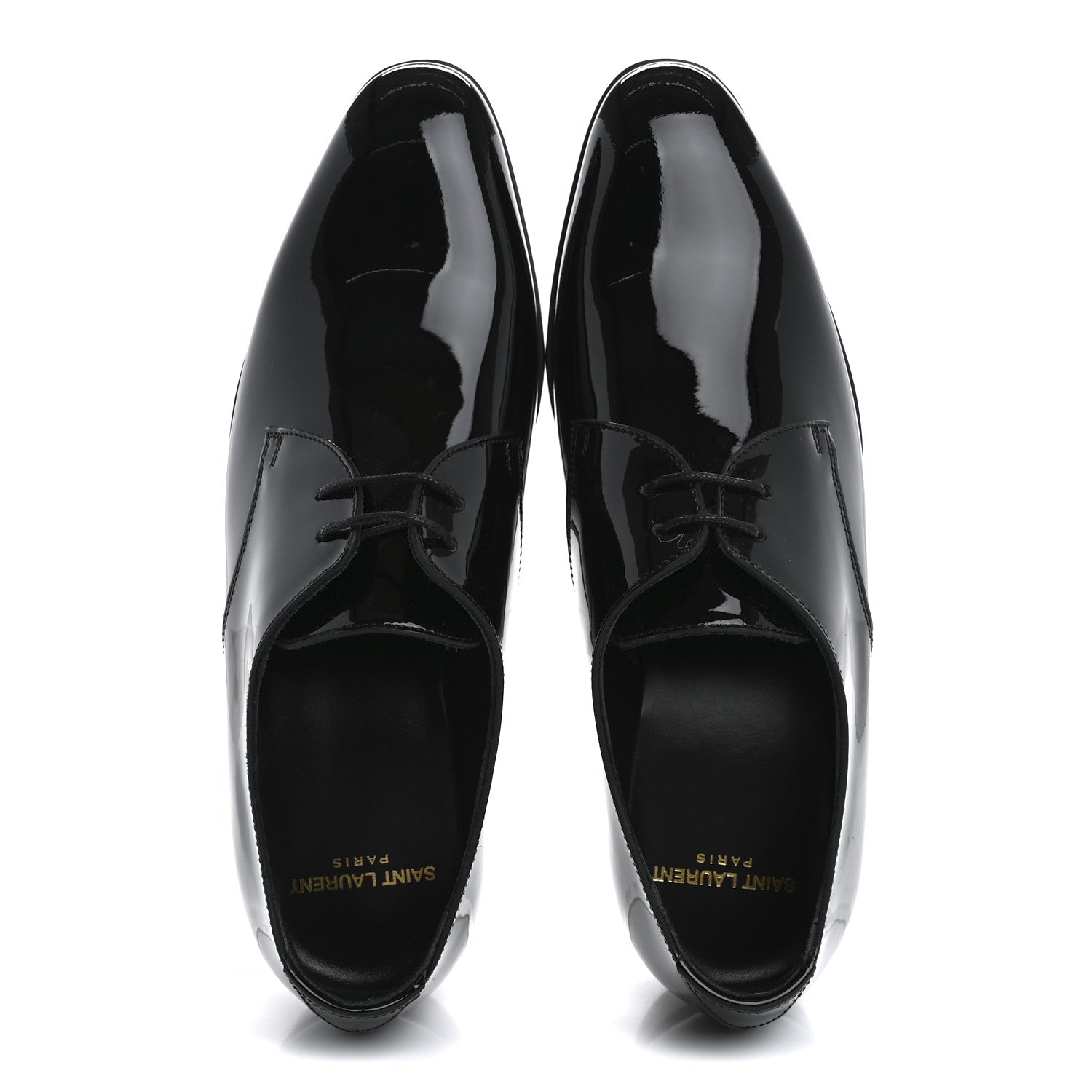 Saint Laurent Patent Calfskin Mens Derby Lace Up Shoes 37 Black 2 of 10