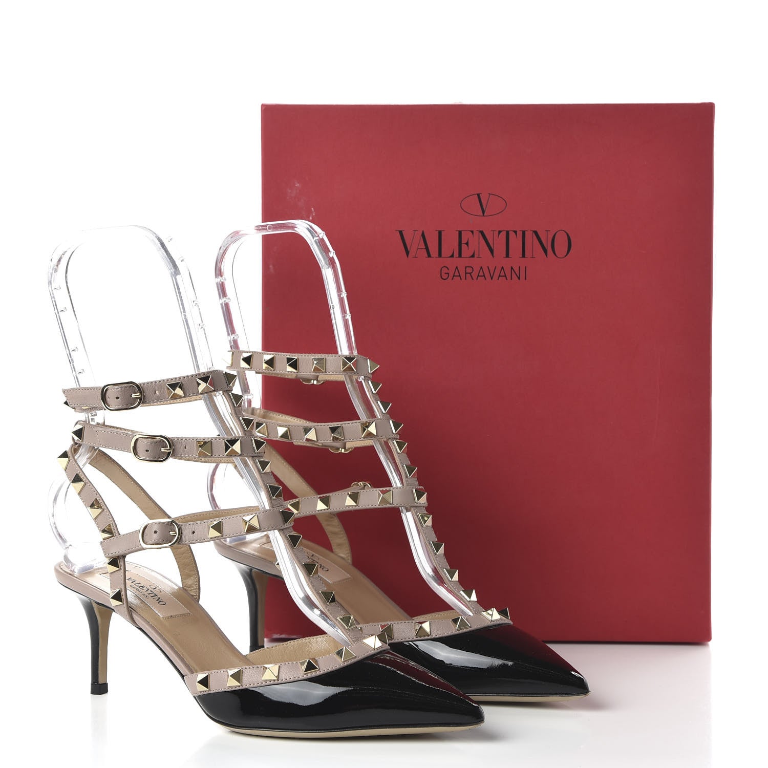 Valentino Garavani Patent Nappa Rockstud Ankle Strap 65mm Pumps 37.5 Black Poudre 8 of 8