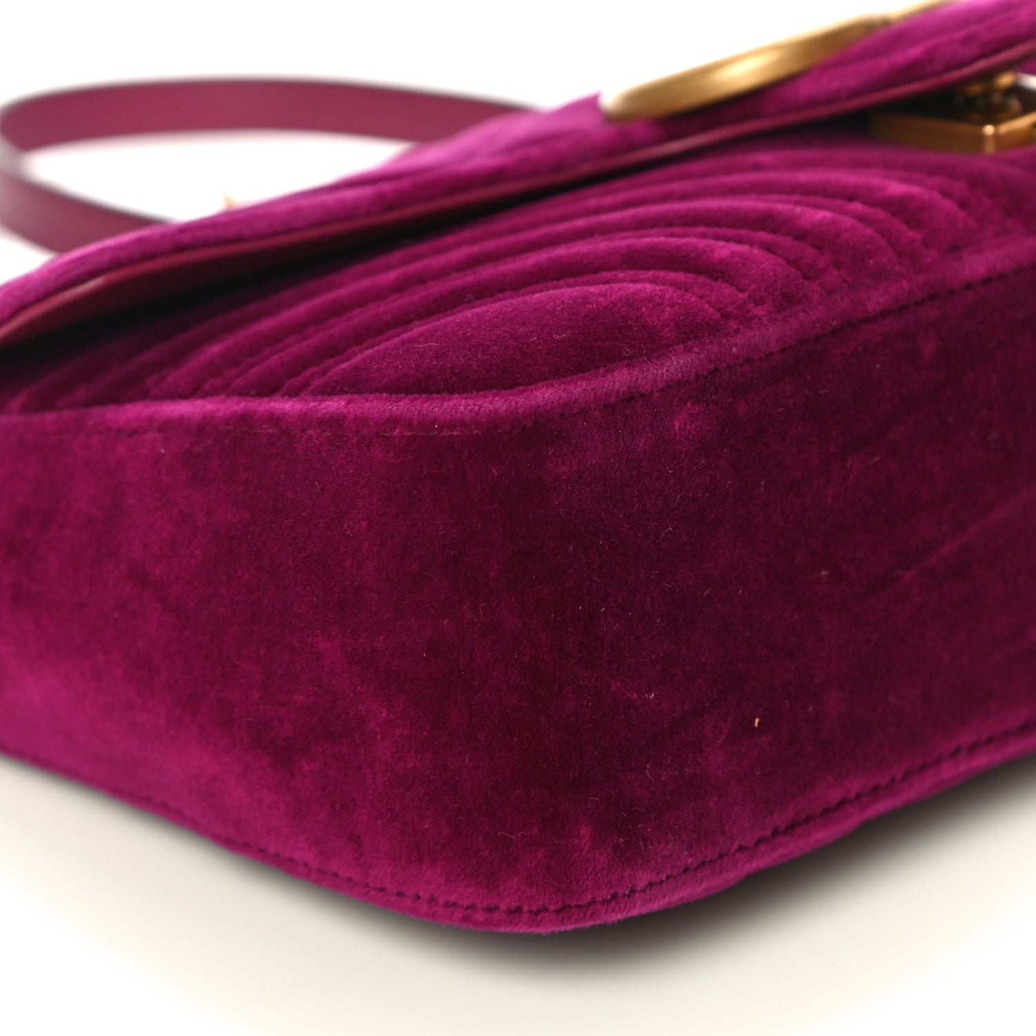 Gucci Velvet Matelasse Small GG Marmont Shoulder Bag Fuchsia Violet Cyclamen 10 of 12