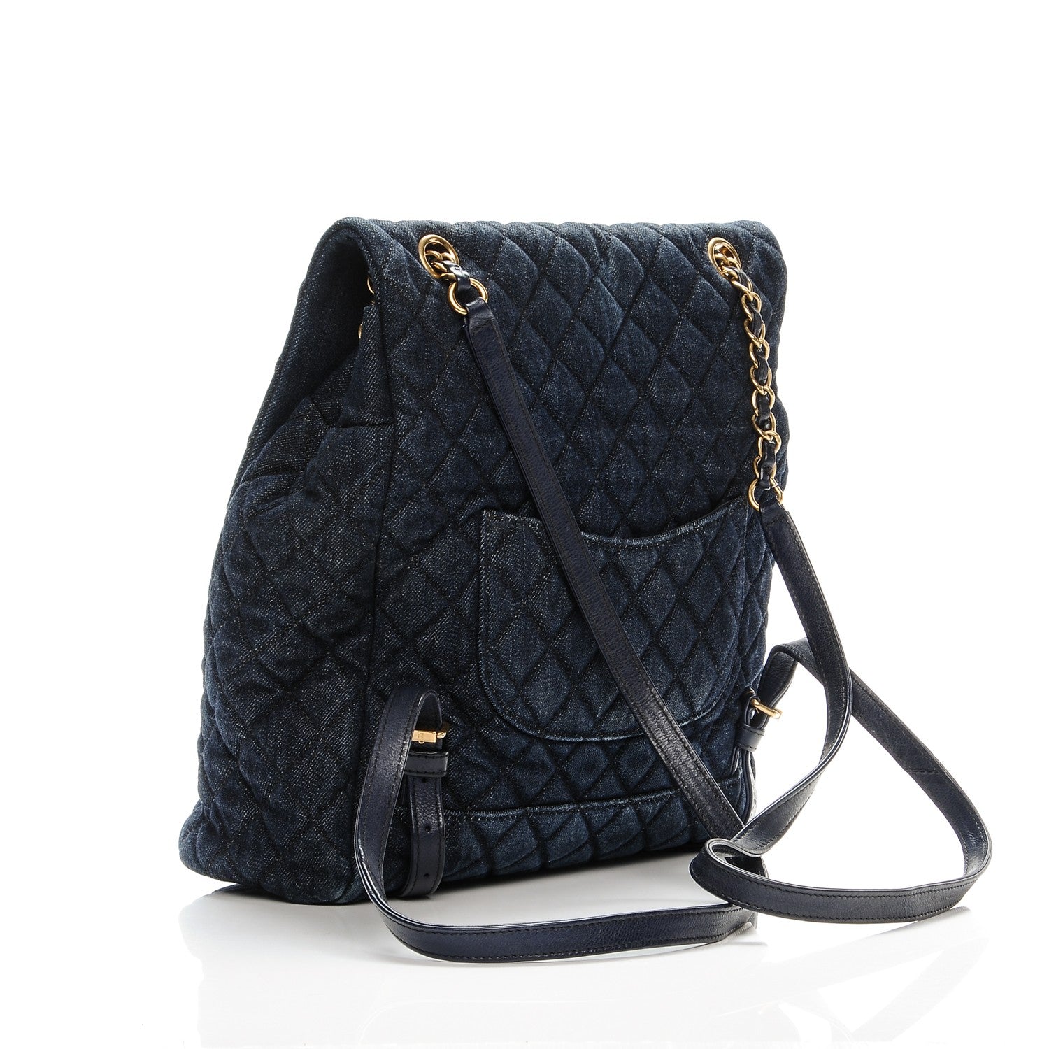 Chanel Washed Denim Quilted Large Urban Spirit Backpack Dark Blue 3 of 10