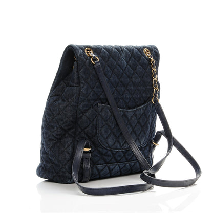 Chanel Washed Denim Quilted Large Urban Spirit Backpack Dark Blue 3 of 10