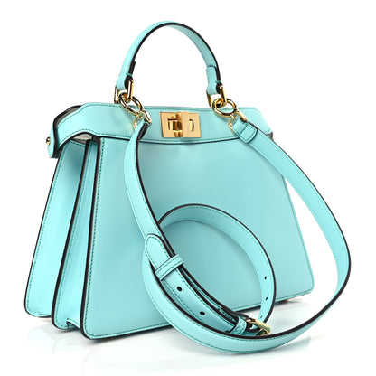 Fendi Vitello Seta Shiny Nappa Small Peekaboo I SEE U Satchel Real Tiffany White 3 of 9