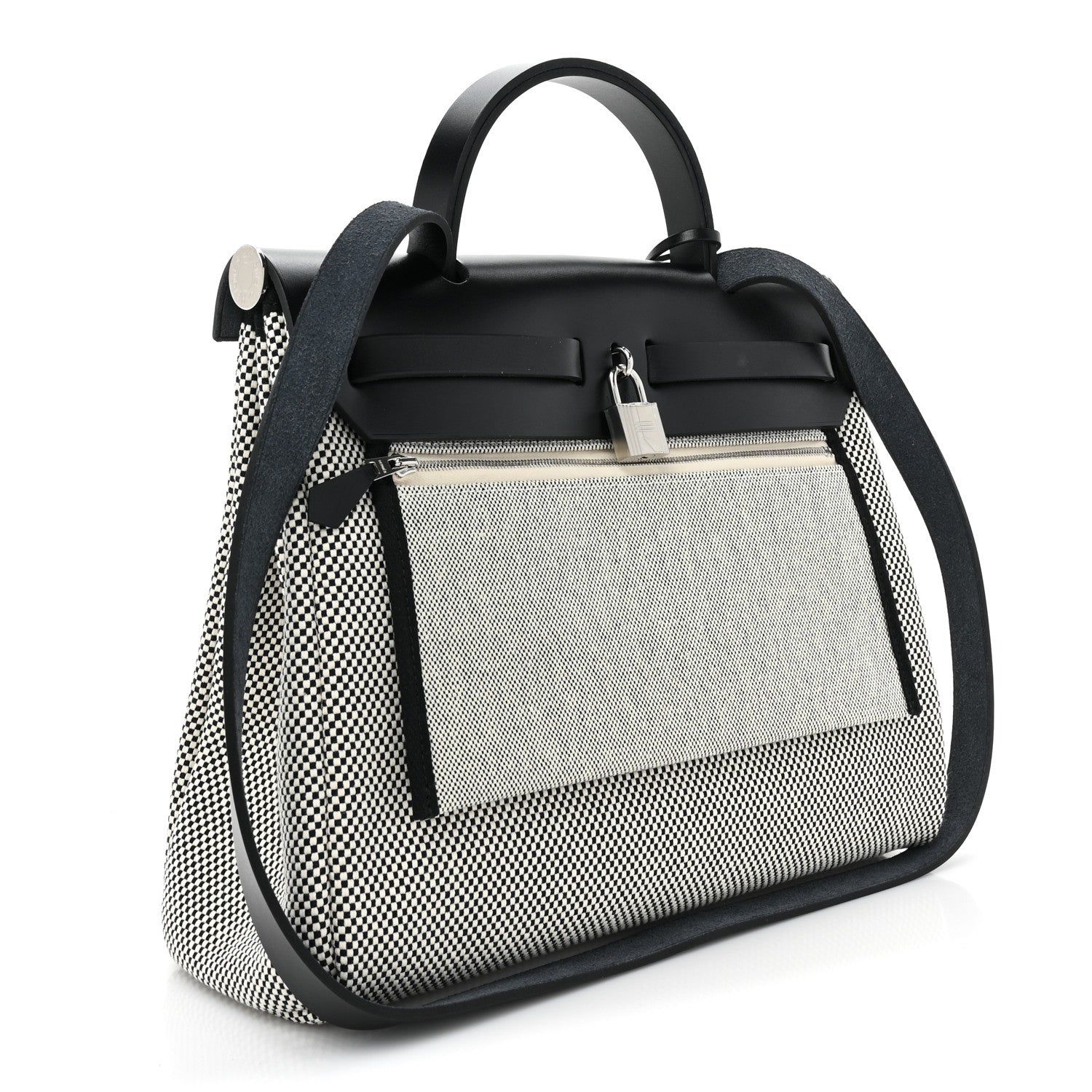 Hermes Vache Hunter Criss Viking Herbag Zip Retourne 31 PM Ecru Black 4 of 11