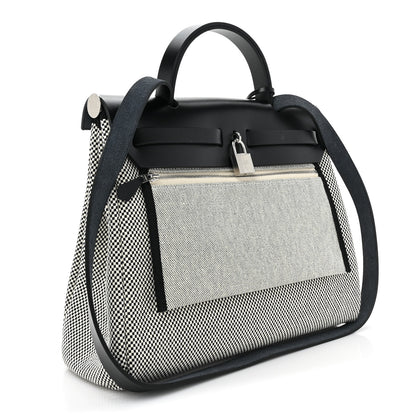 Hermes Vache Hunter Criss Viking Herbag Zip Retourne 31 PM Ecru Black 4 of 11