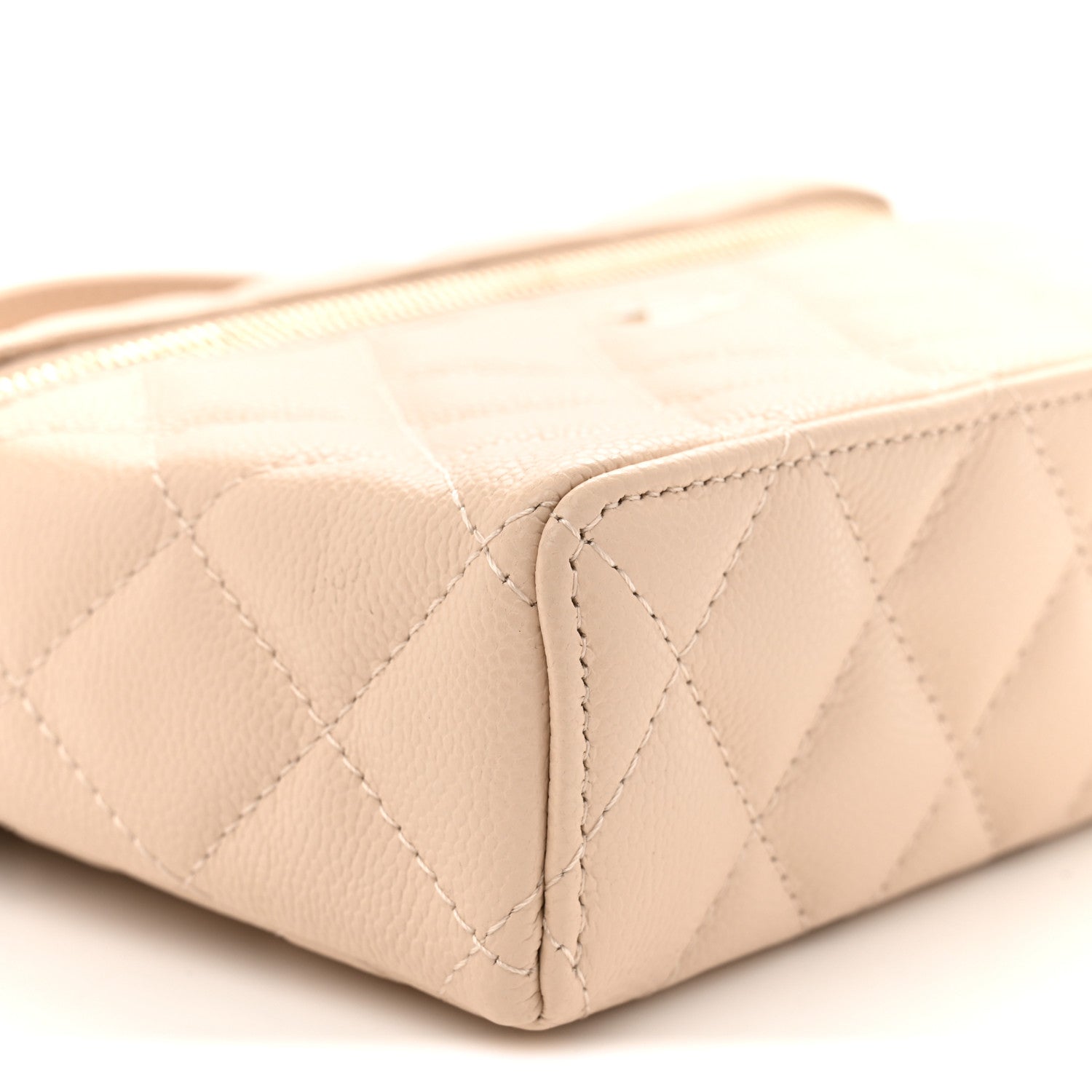 Chanel Caviar Quilted Top Handle Slim Vanity With Chain Beige 9 of 11