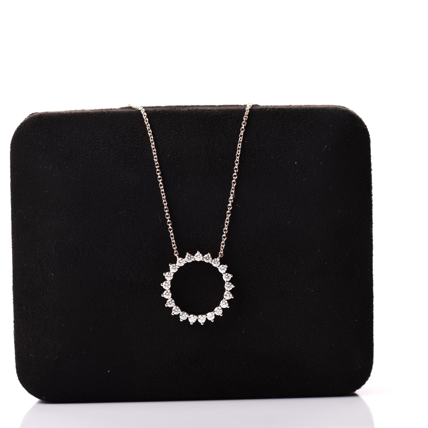 Tiffany 18K Rose Gold Diamond Open Circle Pendant Necklace 7 of 7