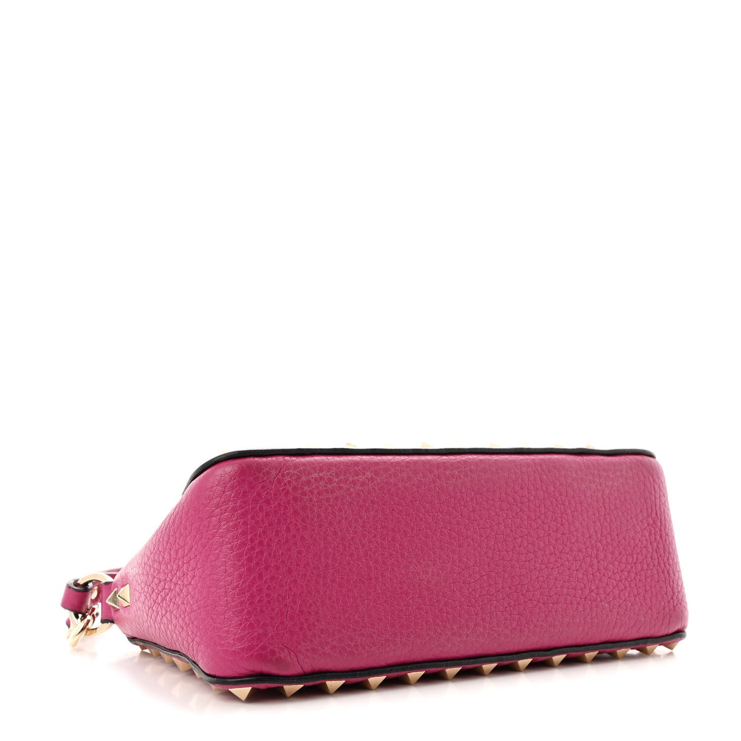 Pebbled Calfskin Small Rockstud Flip Lock Shoulder Bag Fuxia
