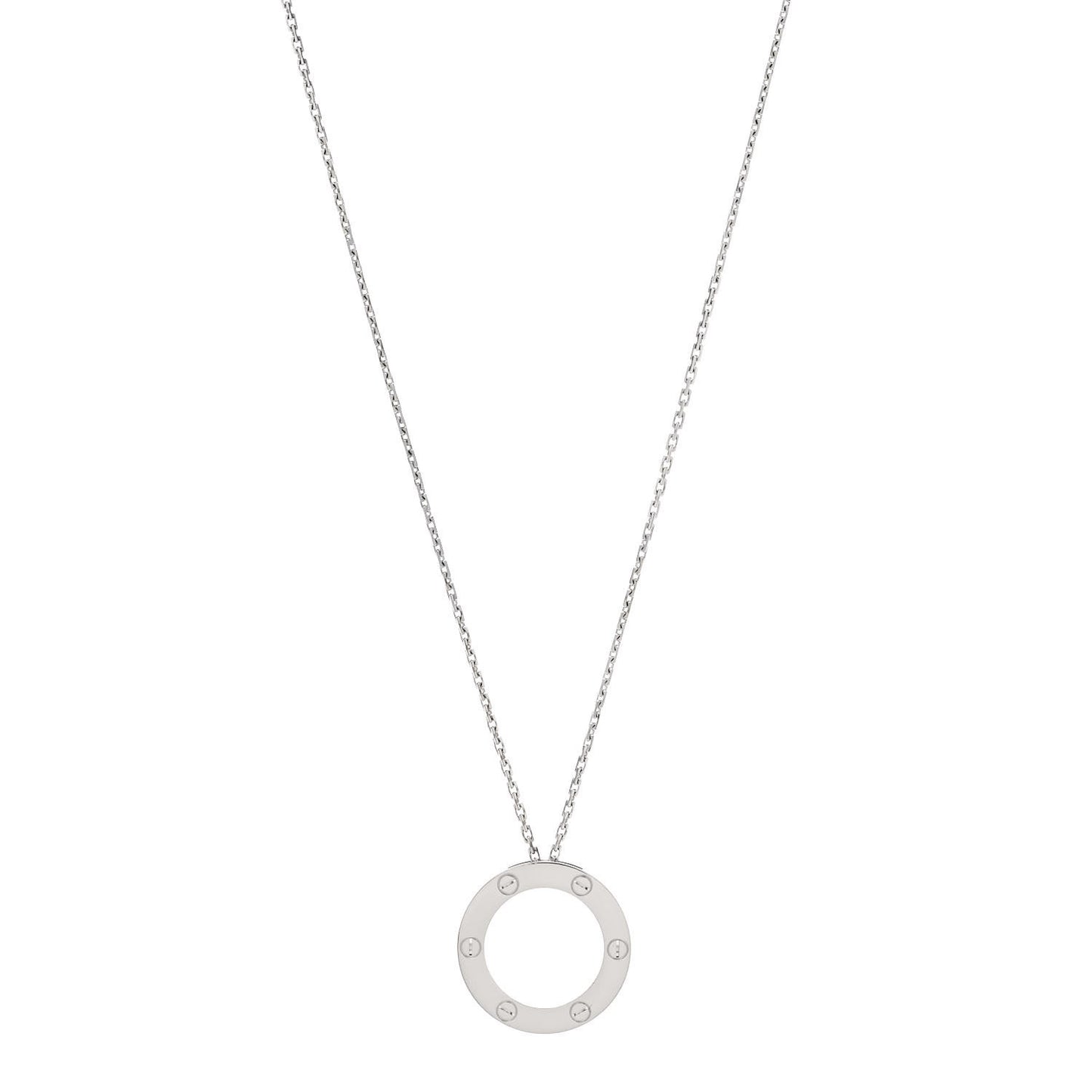 18K White Gold LOVE Pendant Necklace