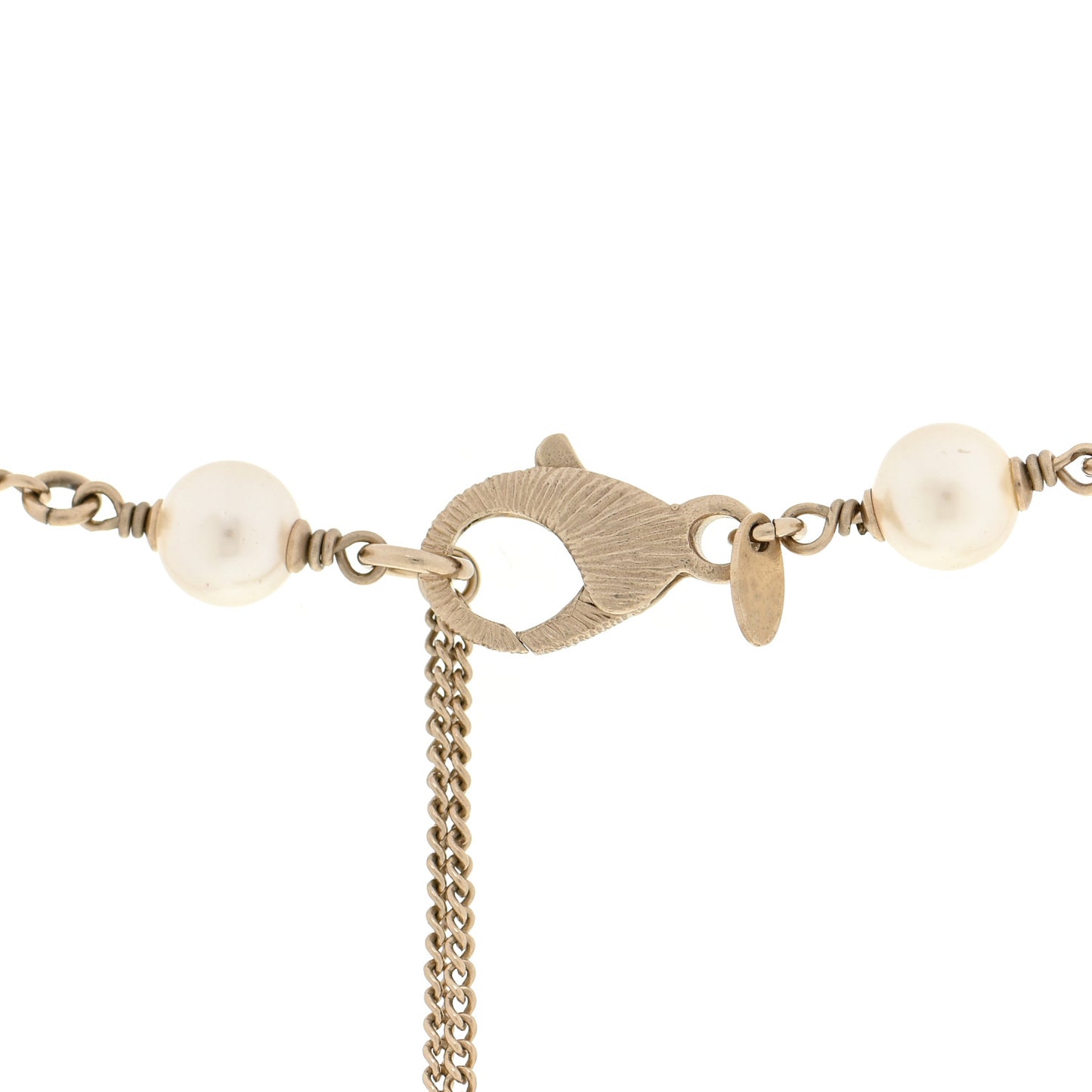 Pearl Crystal CC Short Necklace Gold